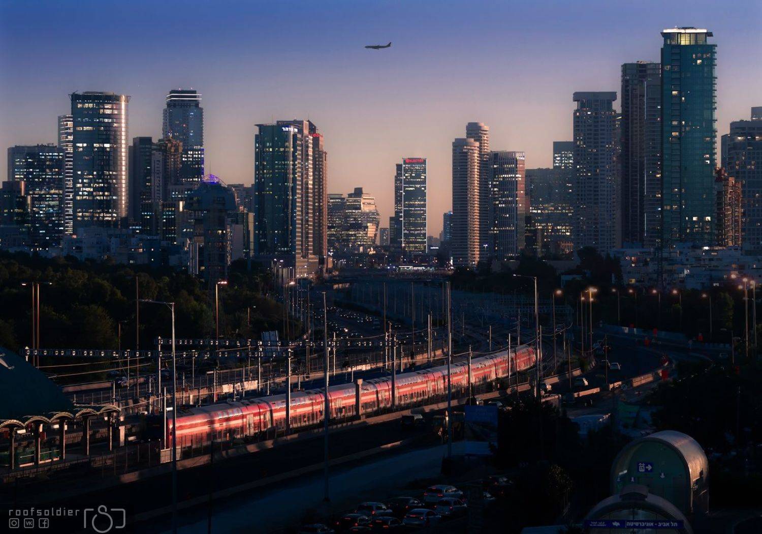 Tel aviv, Israel, city, urban, architecture, cityscape, blue, skyscraper, big city, night, sunset, Голубев Алексей