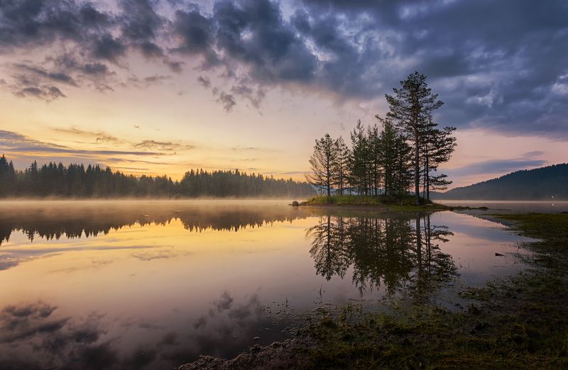 болгария, озеро, река, водоем, утро, вечер, закат, восход, лес, природа, широкая поляна, островок, природный парк, bulgaria, lake, river, pond, sunset, sunrise, forest, morning, evening, wood, national park Утро в заповеднике Широкая поляна / Morning at the Wide meadow national park фото превью