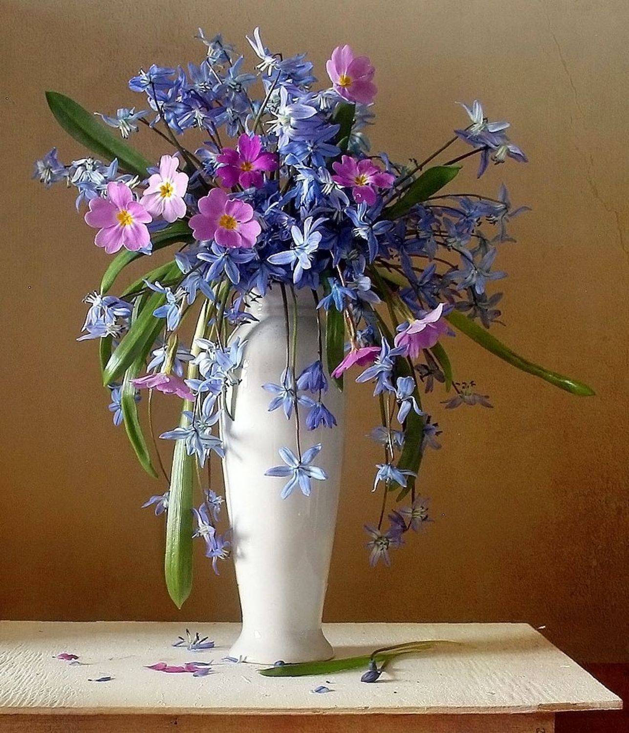 натюрморт, цветы, пролески, весна, марина филатова, букет цветов, первоцветы, Марина Филатова