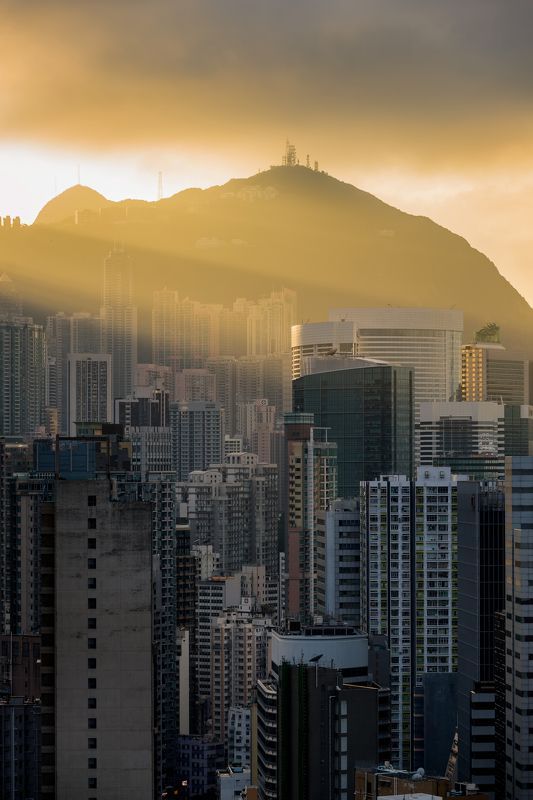 гонконг китай архитектура закат мегаполис cityscapes Бетонные джунгли в лучах Солнца фото превью