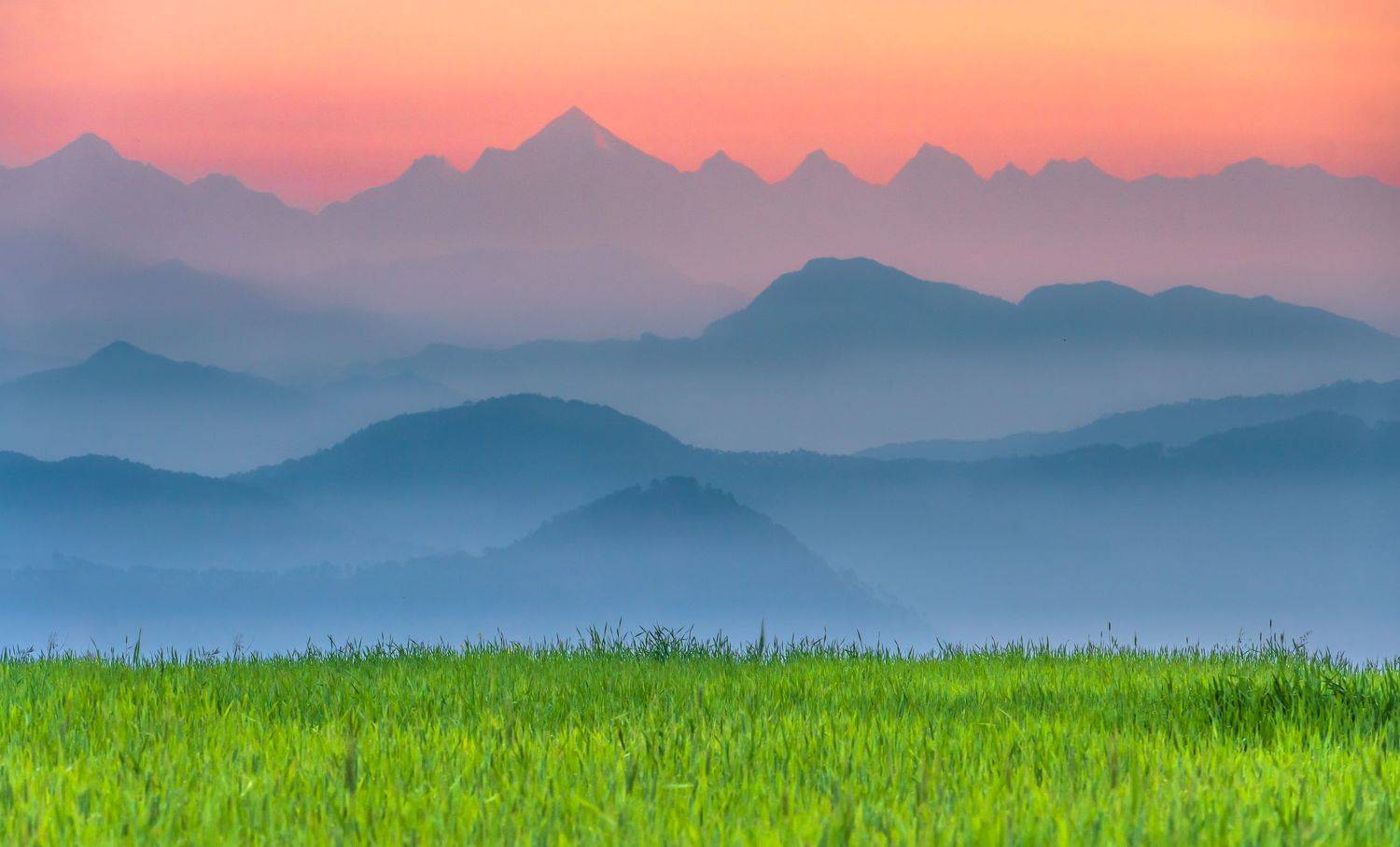 #morning #sunrise #village #india #uttarakhand #himalaya #green #blue #landscape #nature, Digvijay singh Janoti