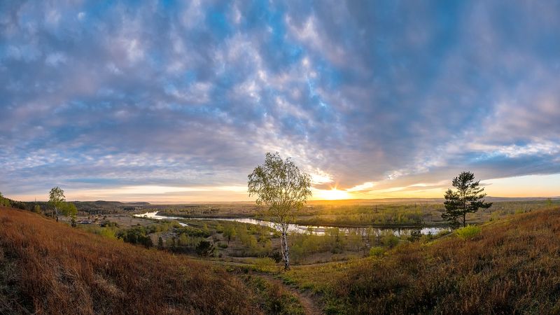 иркут, весна, закат Весенний закат на Иркуте фото превью
