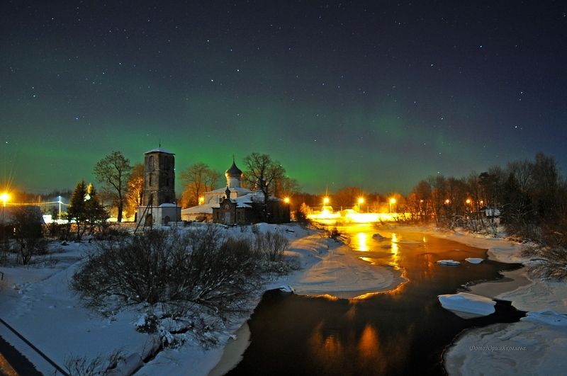 россия.псковская область.ночь.полярное сияние. виделебье.деревня.река.черёха. Геомагнитная активность (6) фото превью