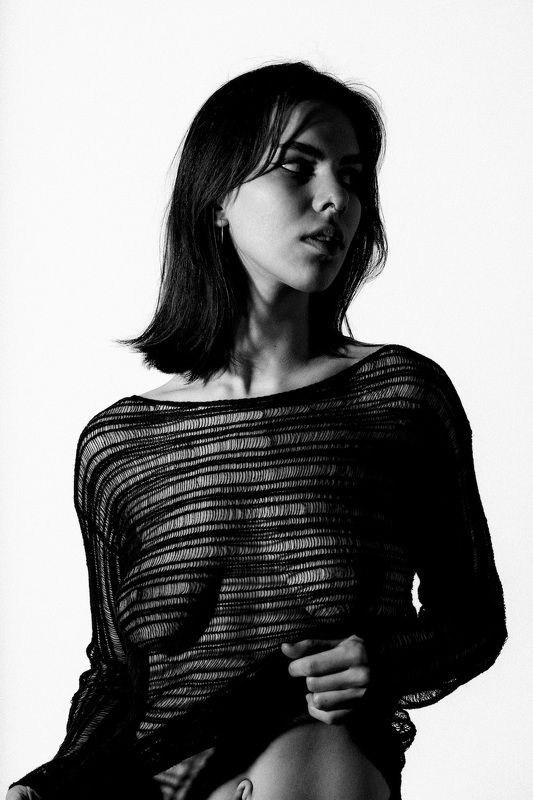 girl, portrait, black and white, nude * фото превью