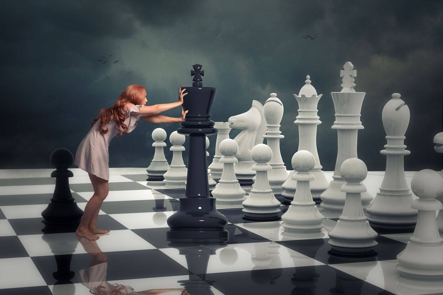 девушка, шахматы, Sergii Vidov