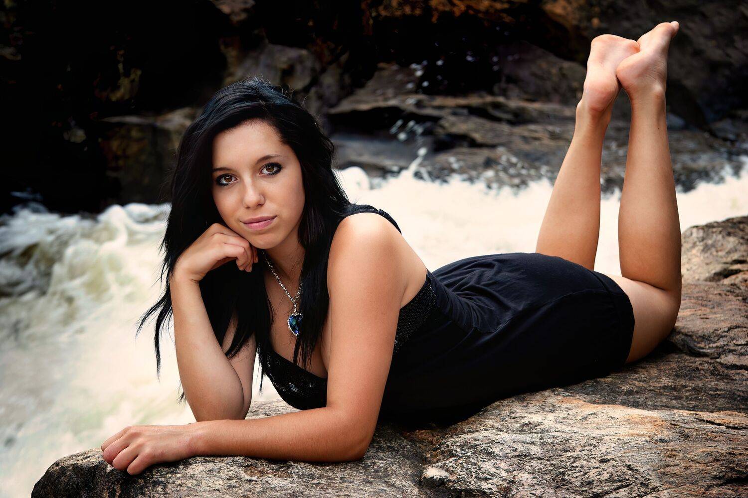 waterfall, ana, portrait, nature, beauty,, Stephane