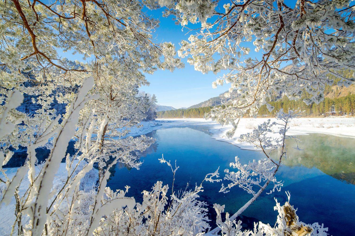 горный алтай, горы, зима, озёра, снег, лёд, Martyshkin Alexey