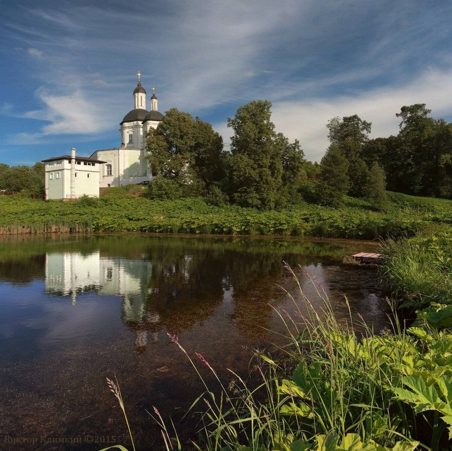 Лето, Облака, Пруд, Храм, Виктор Климкин
