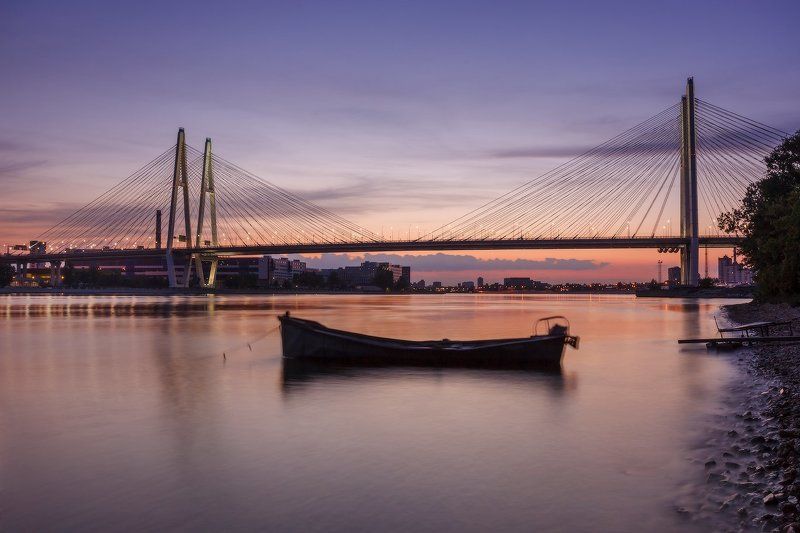 санкт, петербург, вантовый, большой, обуховский, нева, река, вечер, мост Летний Вантовый Закат (I) фото превью