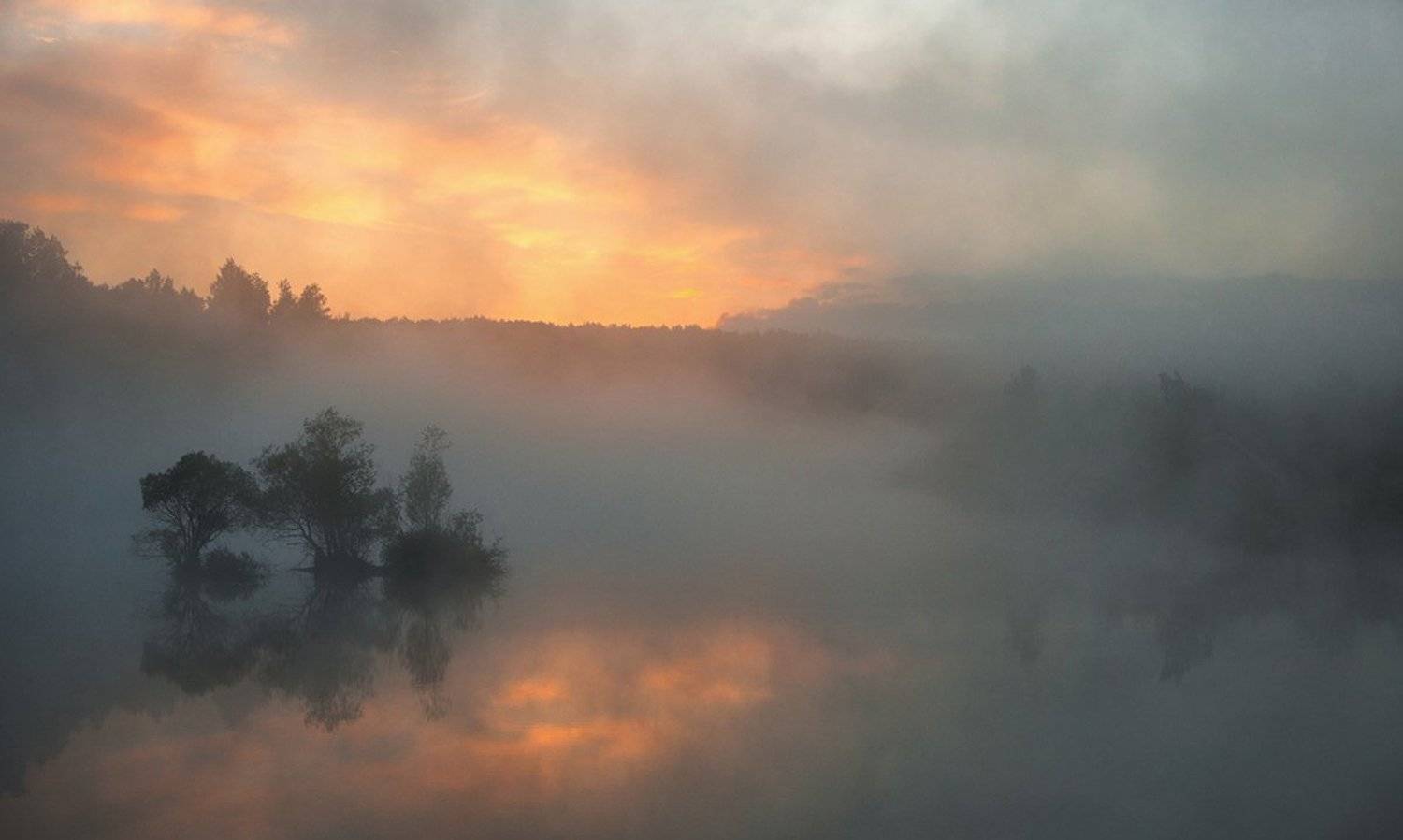Вода, Небо, Пейзаж, Рассвет, Туман, Анатолий Зверев