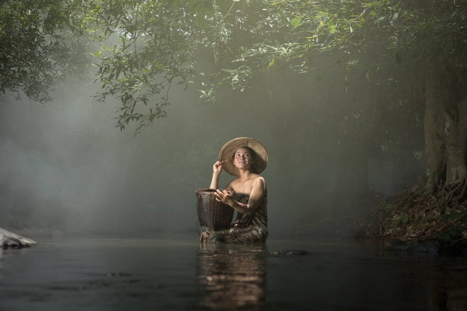 cooling; beautiful; cool; suit; outdoors; bathing; women; streams; wet; ponds; beauty; bikini; relax; summer; warm; stream; water; lake; heat; relaxing; lakes; relaxation; woman; suntan; warmth; legs; pond; hot; relax; girl; thailand; laos, SUTIPORN SOMNAM