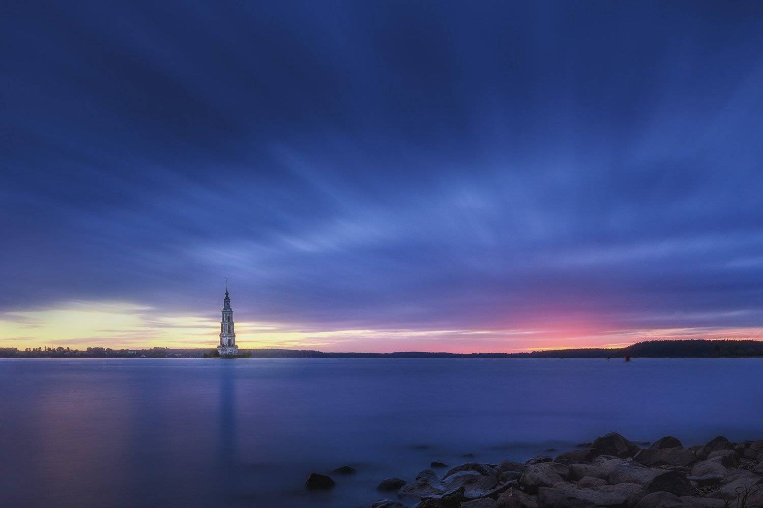 Вода, Закат, Калязин, Пейзаж, Россия, Дмитрий Купрацевич