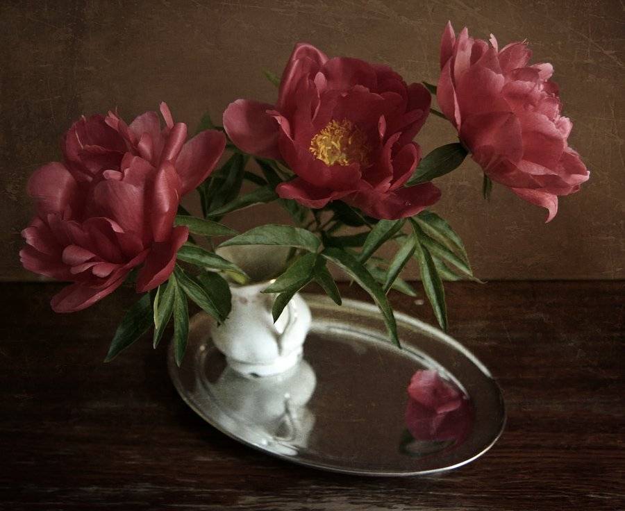 Ваза, Пионы, Поднос, button