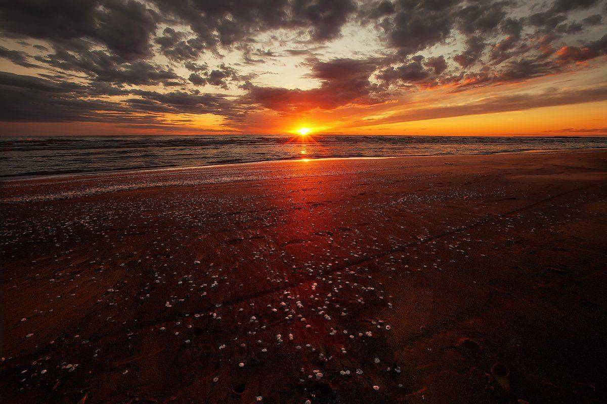 Закат, Море, Пейзаж, Эстония, Kljuchenkow Aleksandr