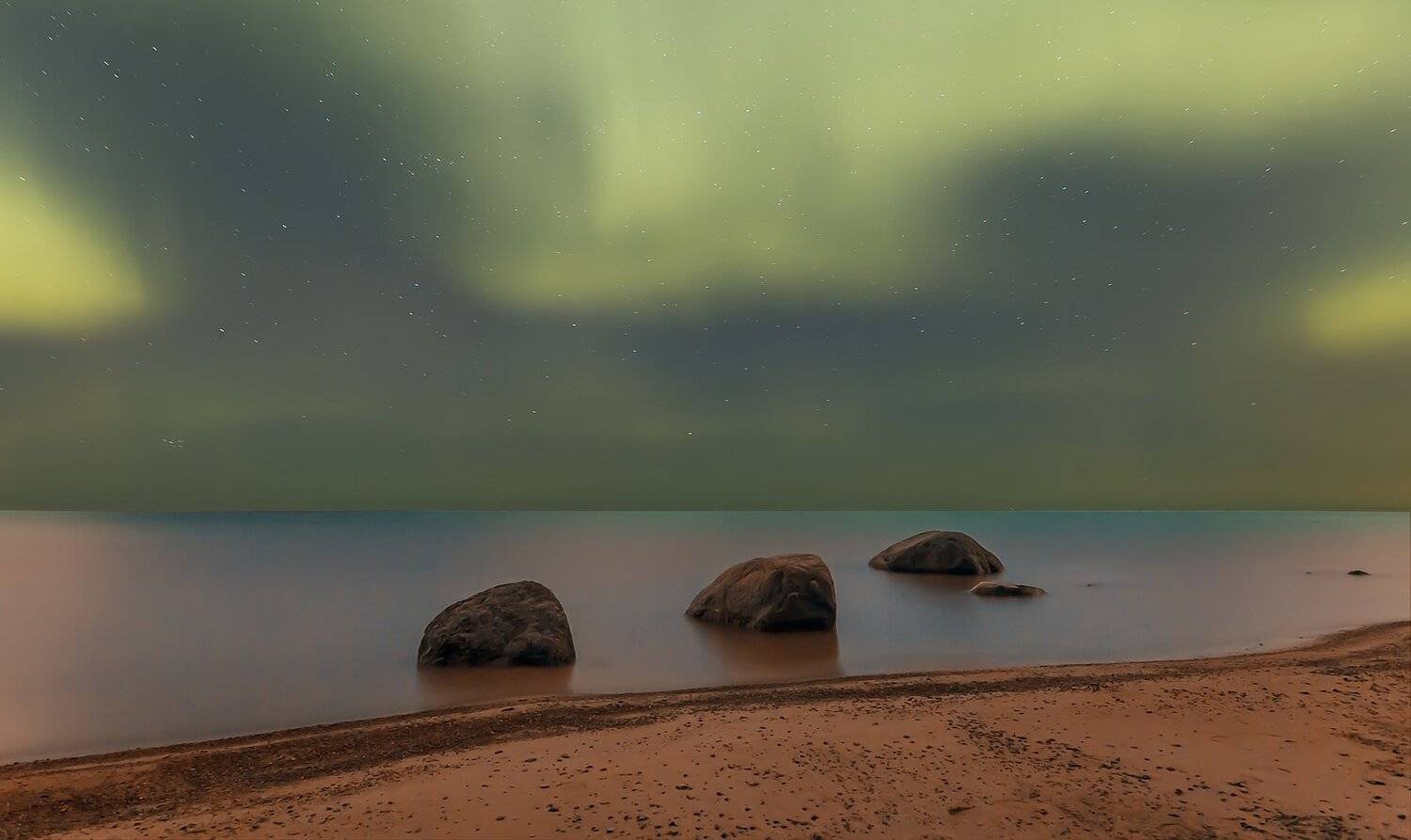 aurora borealis, rocks, Kljuchenkow Aleksandr