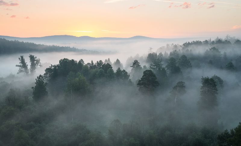 Рассвет на реке Серга фото превью