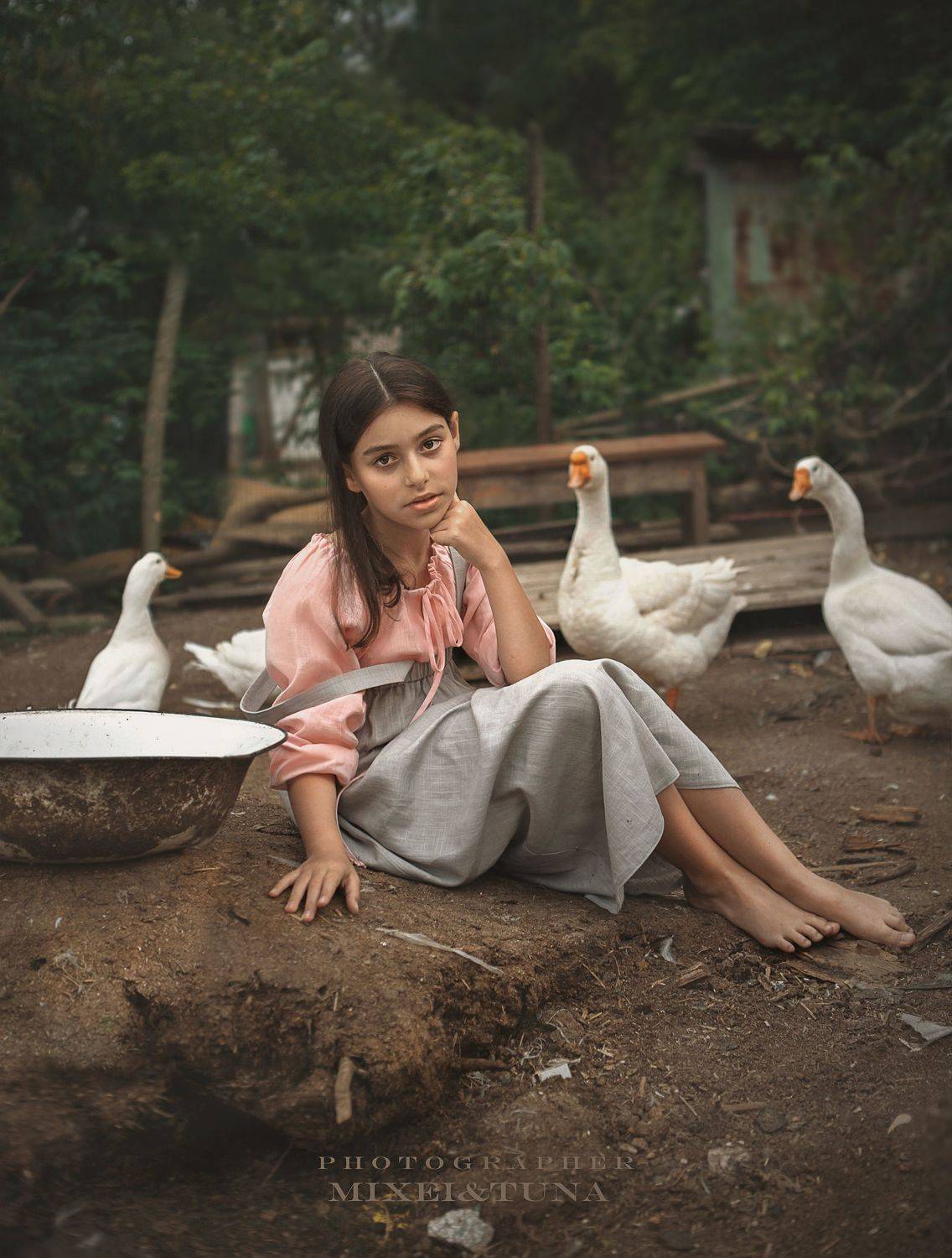 девочка гуси фотография природа история сказка  лето, Шепелева Татьяна
