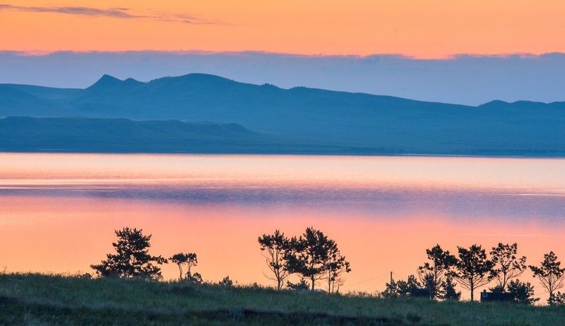 озеро рассвет Хакасия  Рассвет на озере Шира Хакасия фото превью