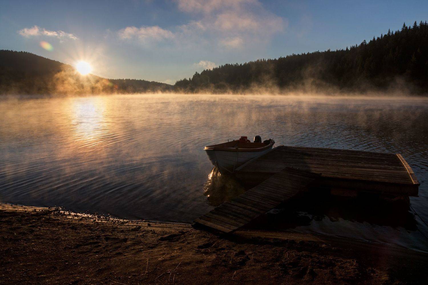 sunset, landscape, lake, mountain, восход, солнце, плотина, гора, пейзаж, Tonova Vania