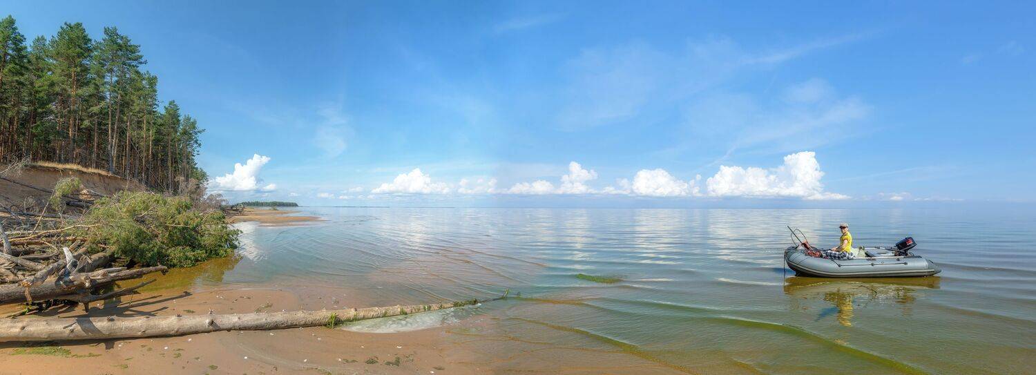 вода, облака, лодка, остров, лето, Сергей Аникин