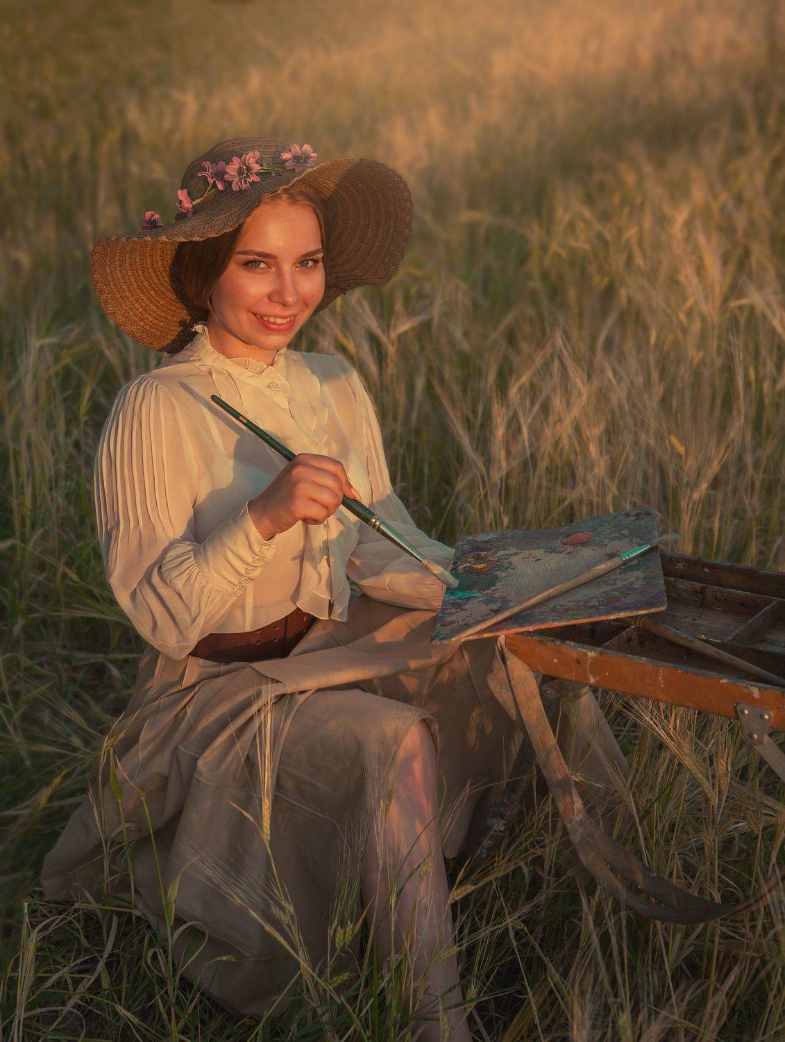 девушка цветы поле любовь солнце лето красота счастье мечты красавица фотография, Шепелева Татьяна