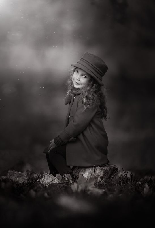 девочка, ребенок, чб, портрет  фото превью