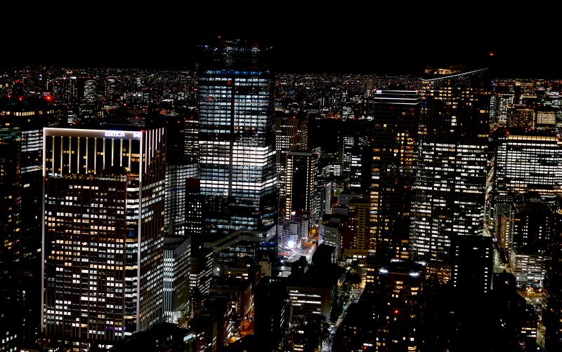 ночная перспектива Токио ночью фото превью