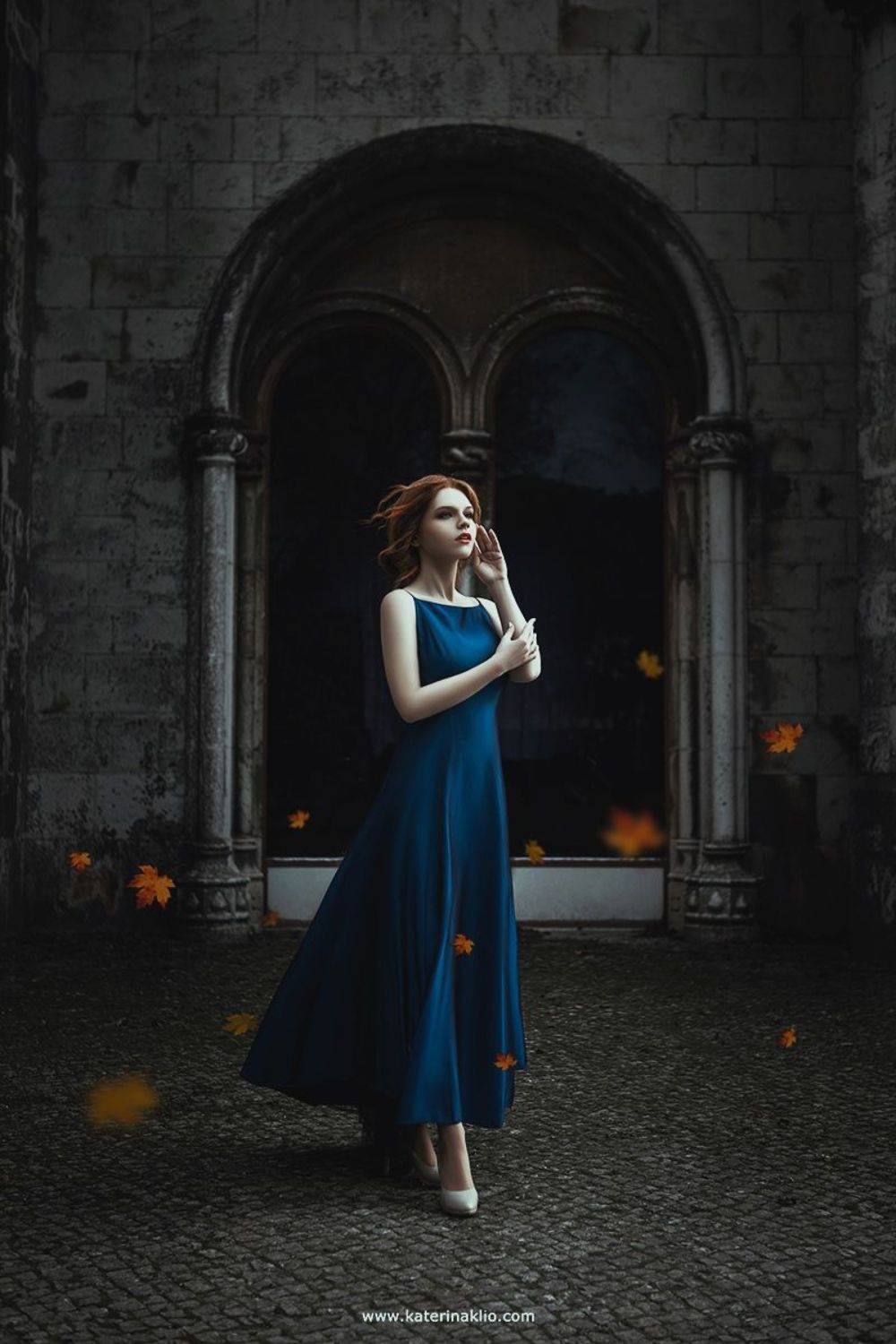 blue, madonna, wind, autumn, portrait, art, artwork, art photography, woman, beautiful, alone, feeling, windy, beauty, Катерина Клио