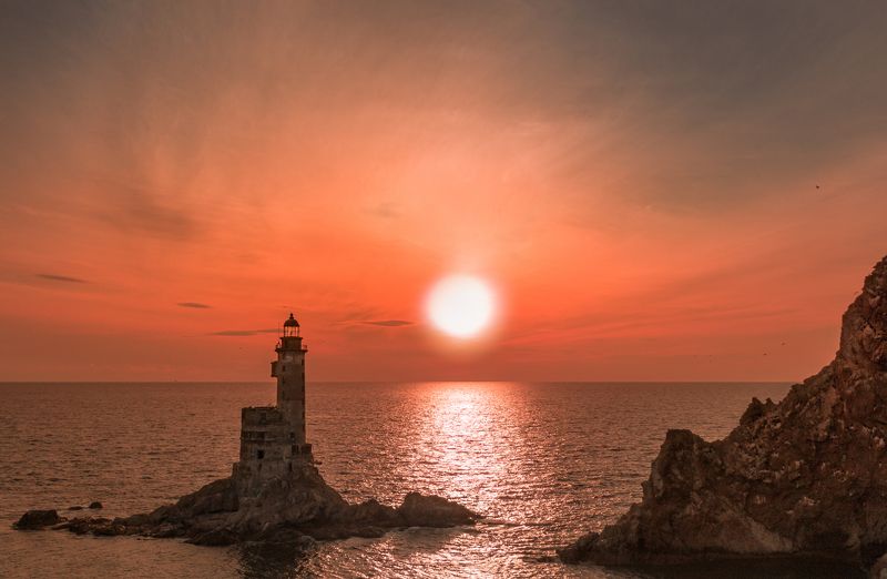 Маяк Сахалин Закат Природа Пейзаж Маяк Анива фото превью