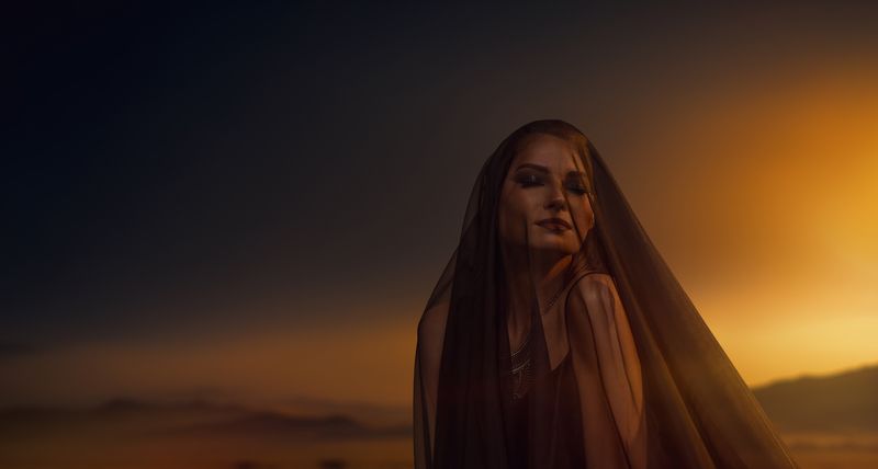 девушка, студия, пески, портрет, женский портрет, закат, свет Таня фото превью