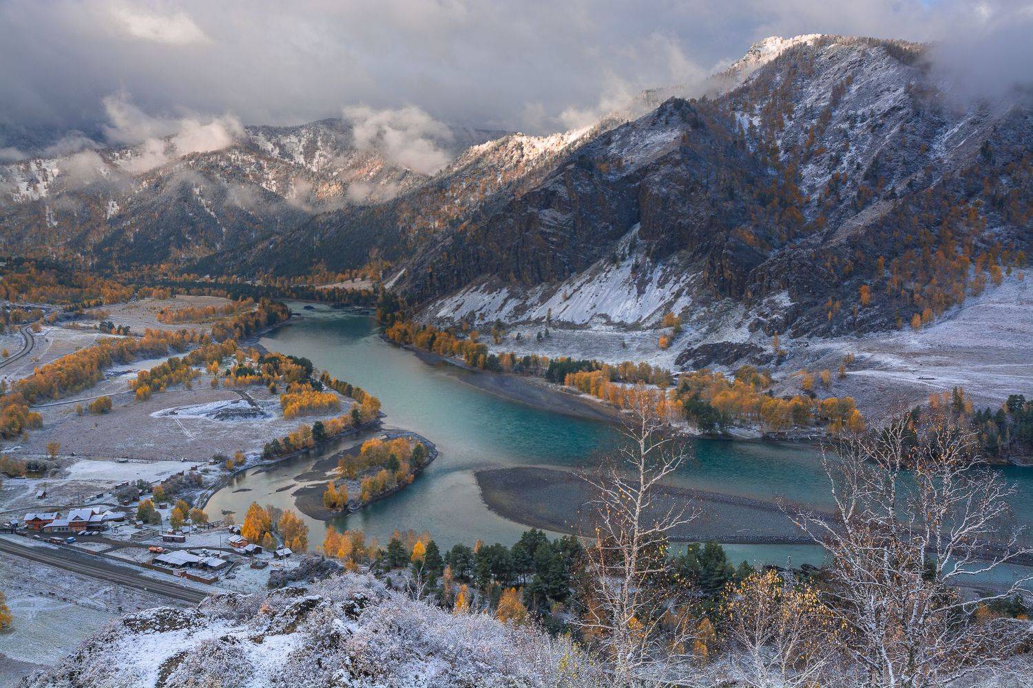 россия, горный алтай, река катунь, осень, утро, Андрей Поляков