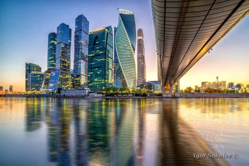 москва, москва-сити, закат, москва-река Ламповый закат фото превью