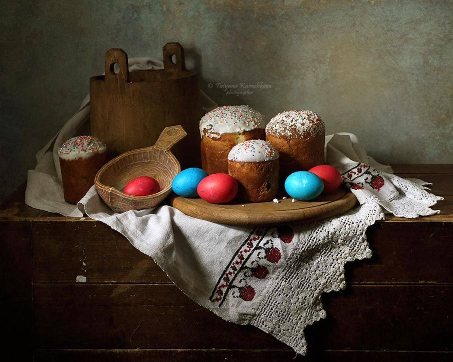 натюрморт,пасха, куличи, деревенский, Tatyana Karachkova