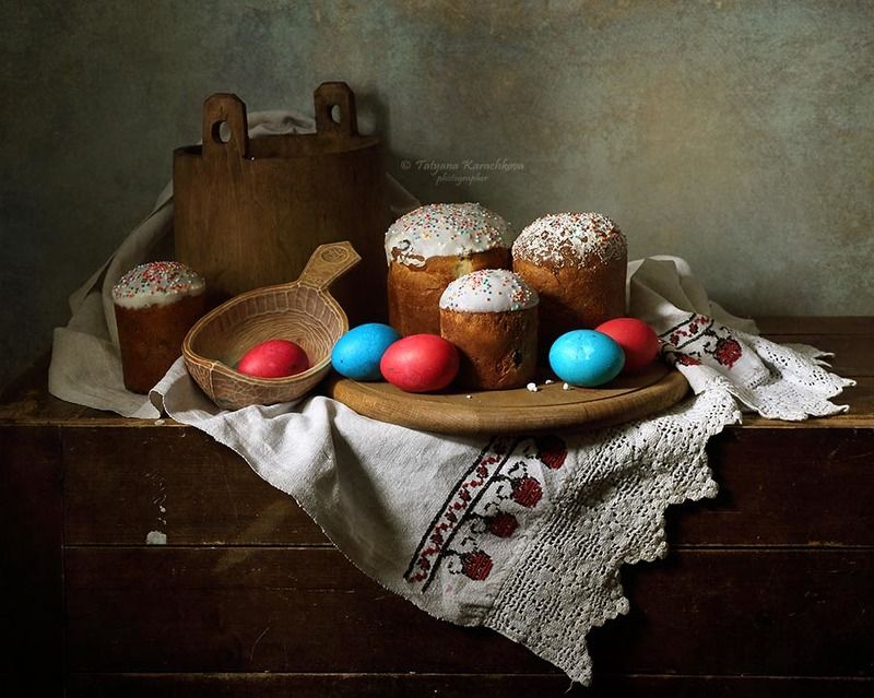 натюрморт,пасха, куличи, деревенский Пасхальная зарисовка фото превью