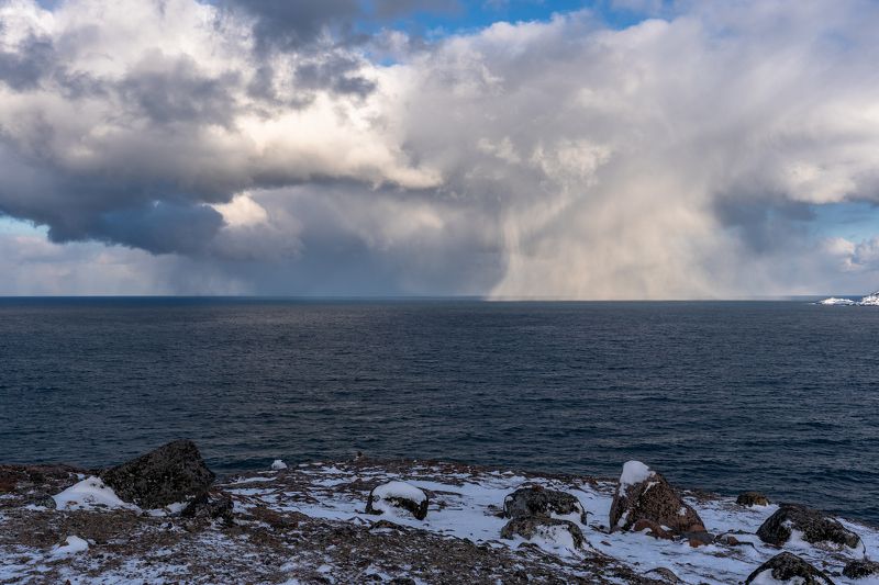кольский полуостров, териберка, баренцево море, циклон, облака, тучи, море Северный циклон фото превью