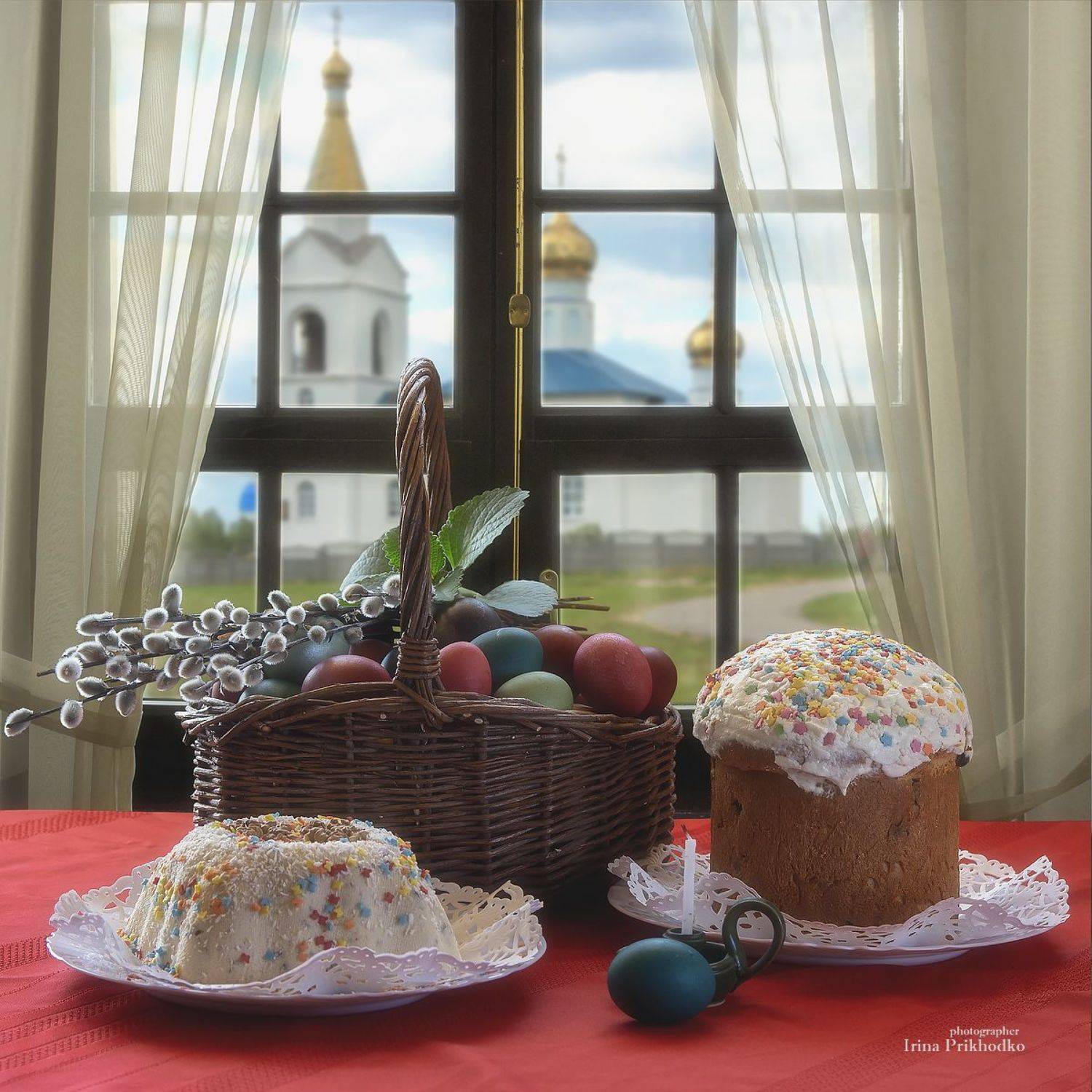 Пасха, кулич, пасхальная открытка, Приходько Ирина