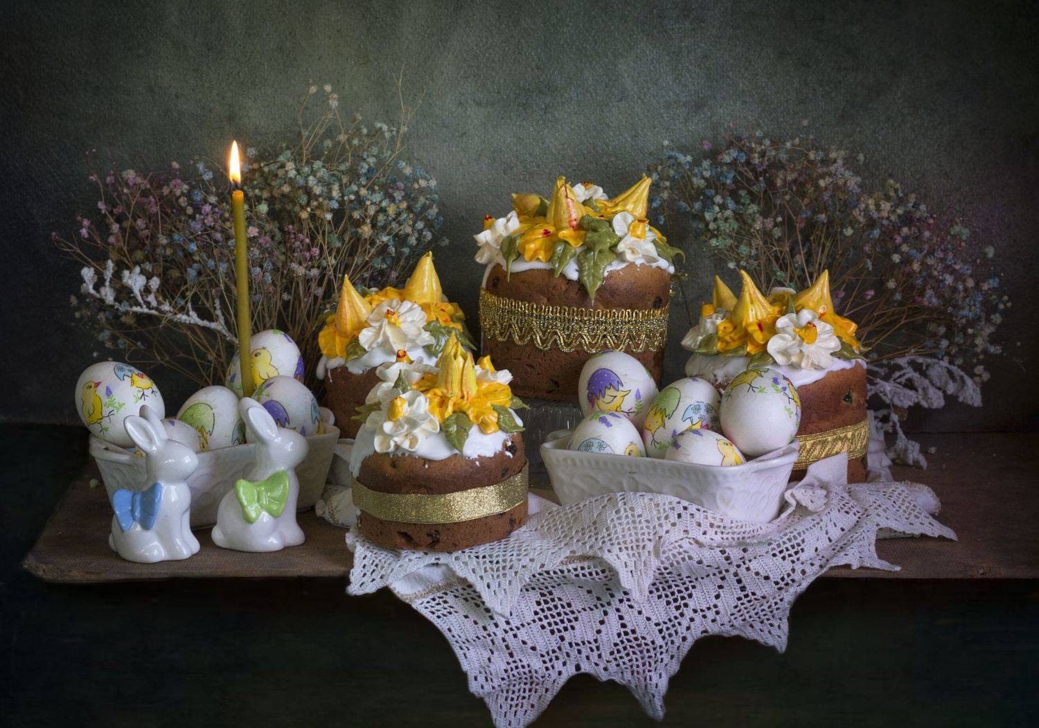 праздник, куличи, свеча, рушник, яйца, Зимина Лионелла