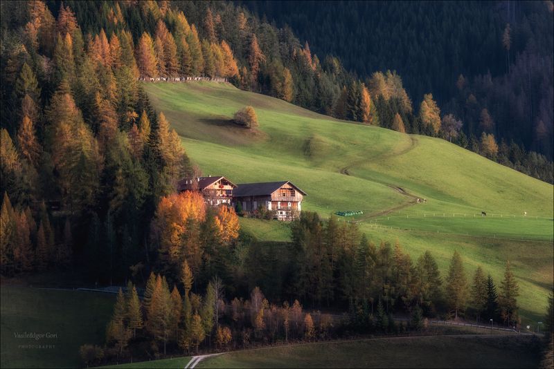 доломитовые альпы,santa maddalena,деревня,val di funes,осень,odle,италия,alps,ranui,san giovanni,hills In Silence фото превью