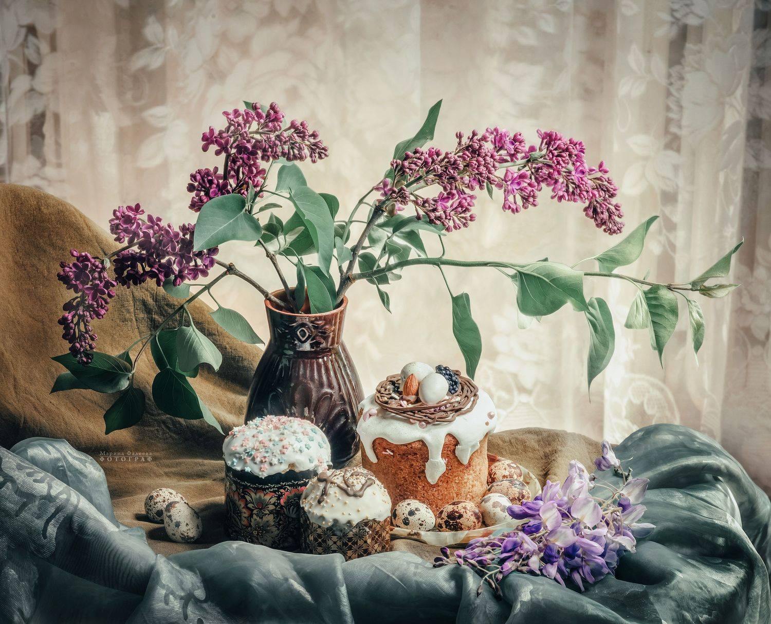 натюрморт, сирень, глициния, букет, пасха,,  Мариночка