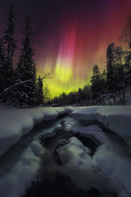 Мурманск, сияние, астро, пейзаж Сияние над рекой фото превью
