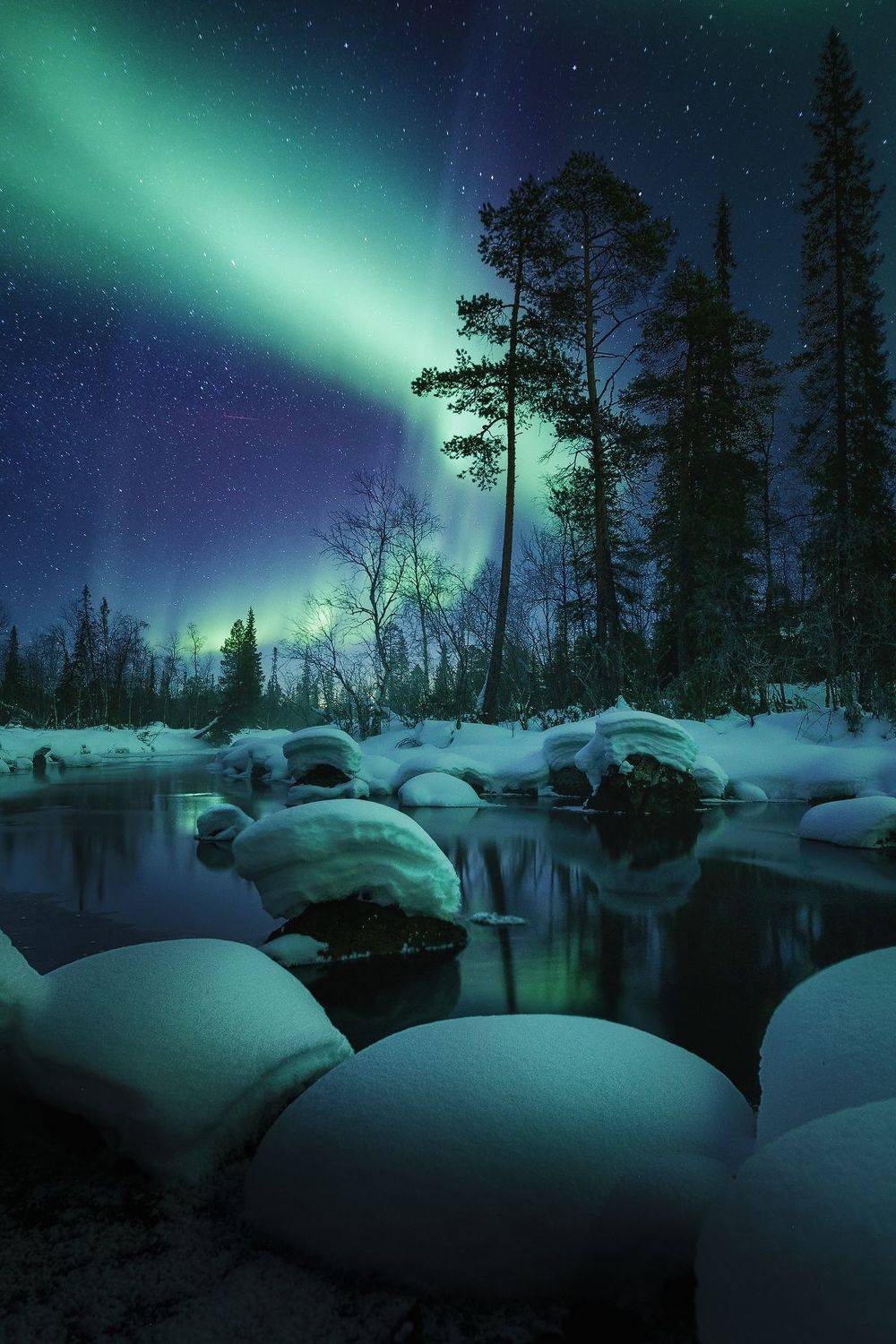 Ночь, сияние, мерманск, кольский, пейзаж, Михаил Проскалов