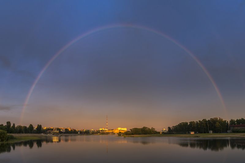 иркутск, ангара, радуга Вечерняя радуга над Ангарой фото превью