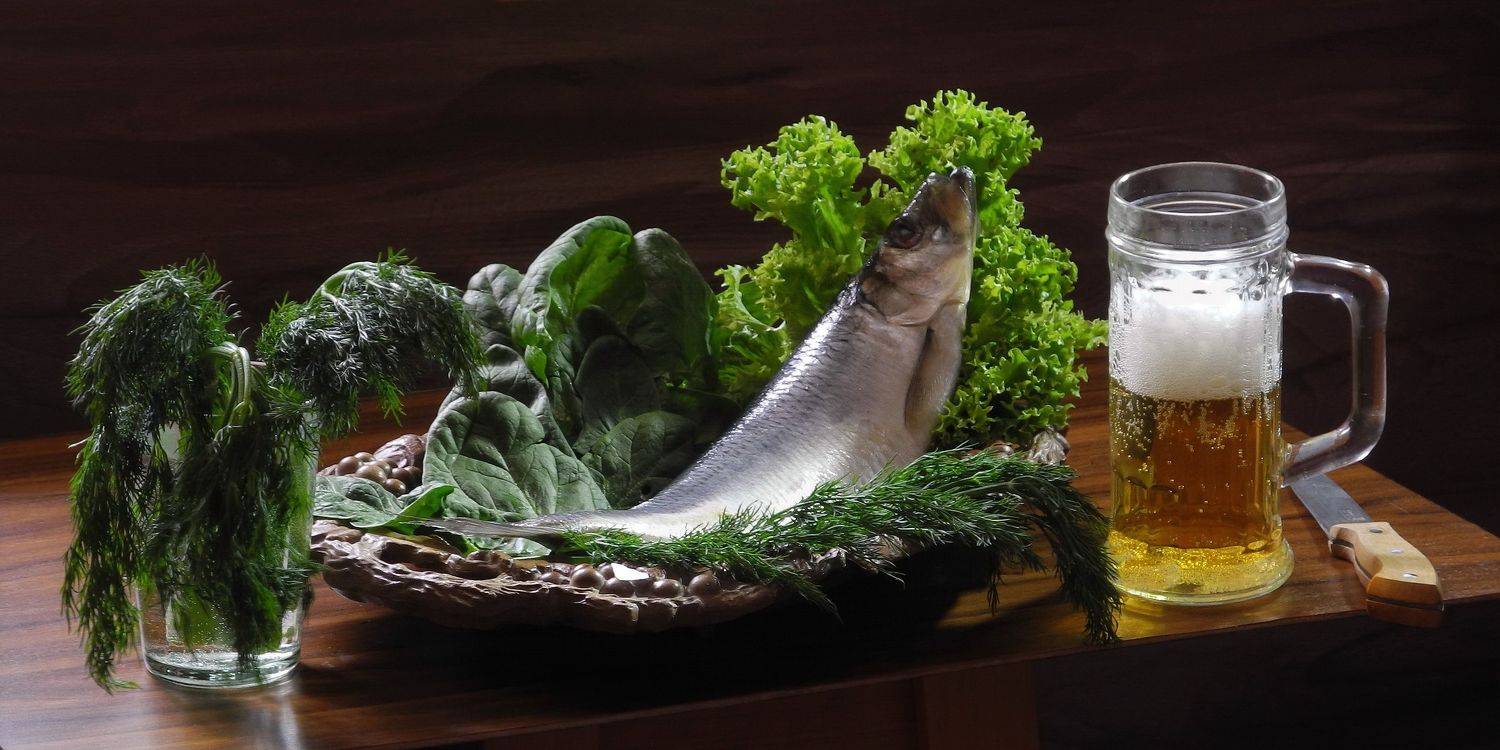 сельдь, селёдка, еда, салат, укроп, шпинат, пиво,, Сергей Фунтовой