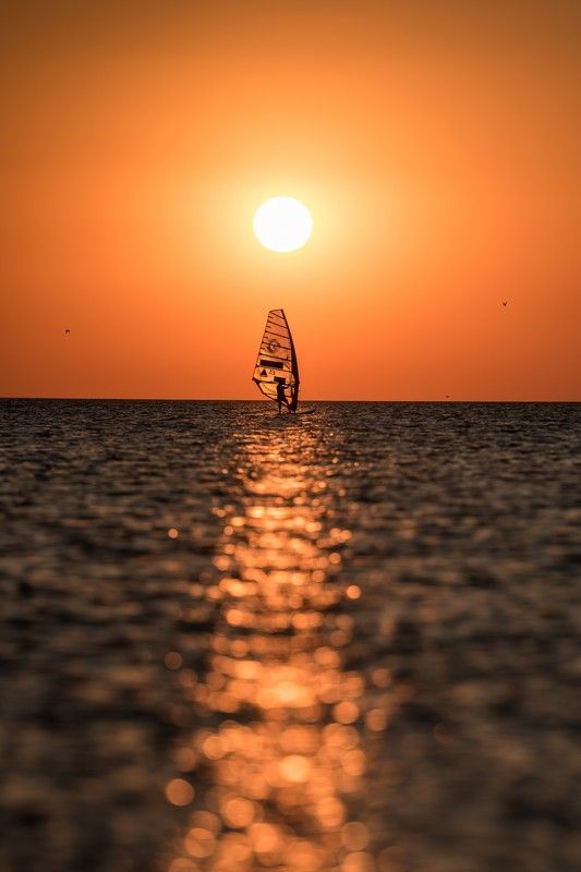 закат, море, солнце, вода, лето, серфинг, электрофойл, парус Должанское настроение фото превью