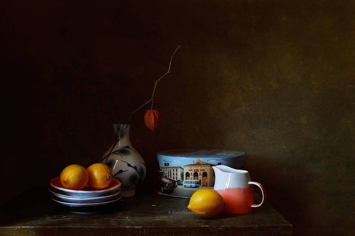 натюрморт, лимоны, торт, Курочкина Диана