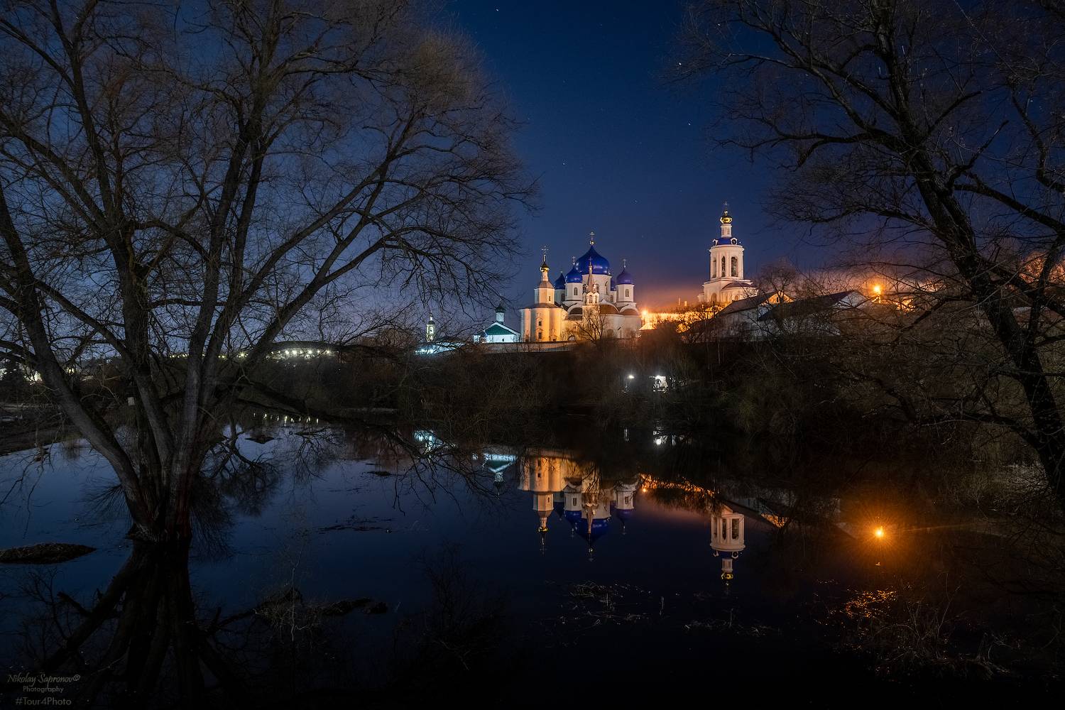 боголюбово, владимирская область, золотое кольцо, суздальский район, боголюбовский монастырь, боголюбовский женский монастырь, ночной пейзаж, отражение, Николай Сапронов