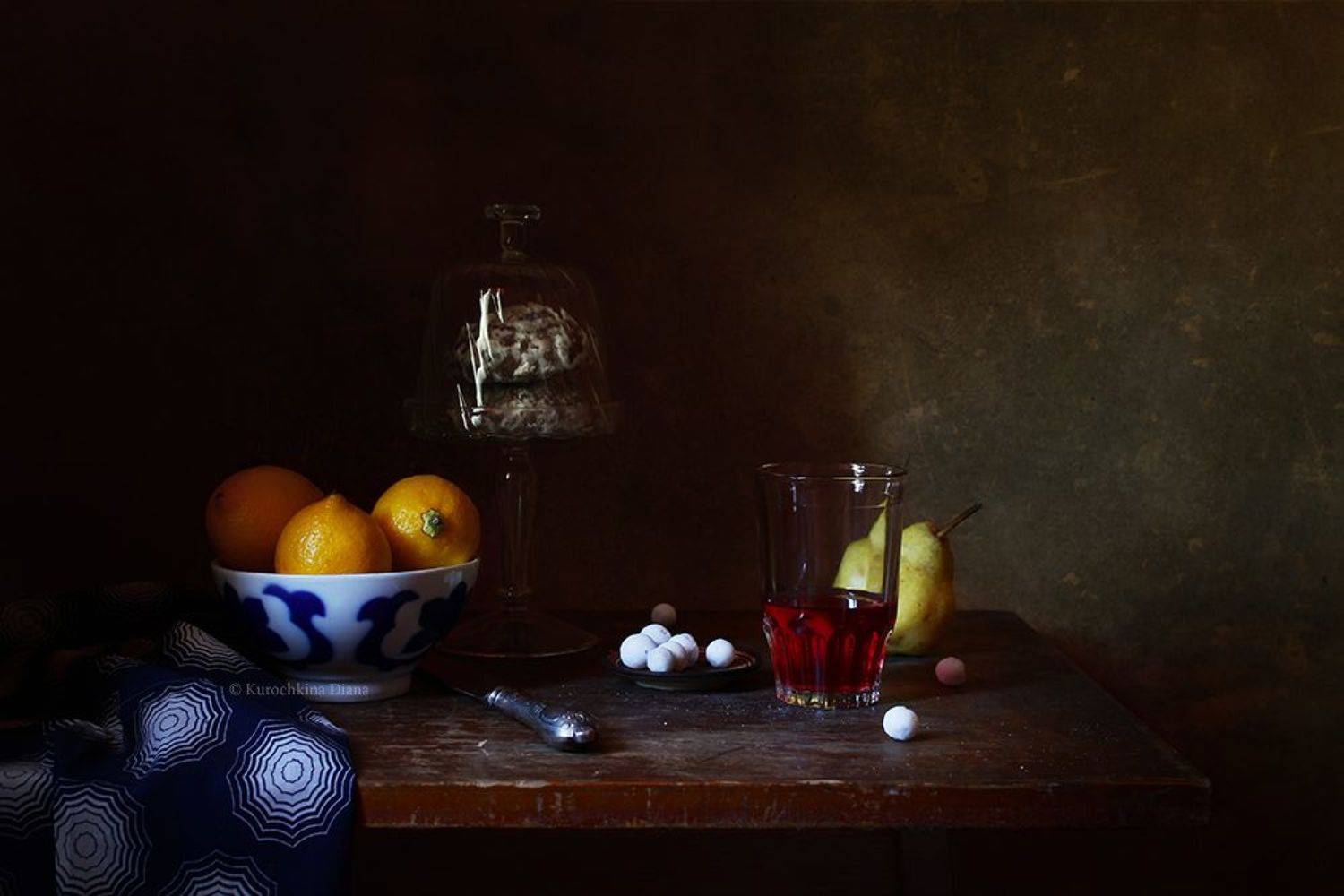 натюрморт, лимоны, пряники, компот, груша, Курочкина Диана