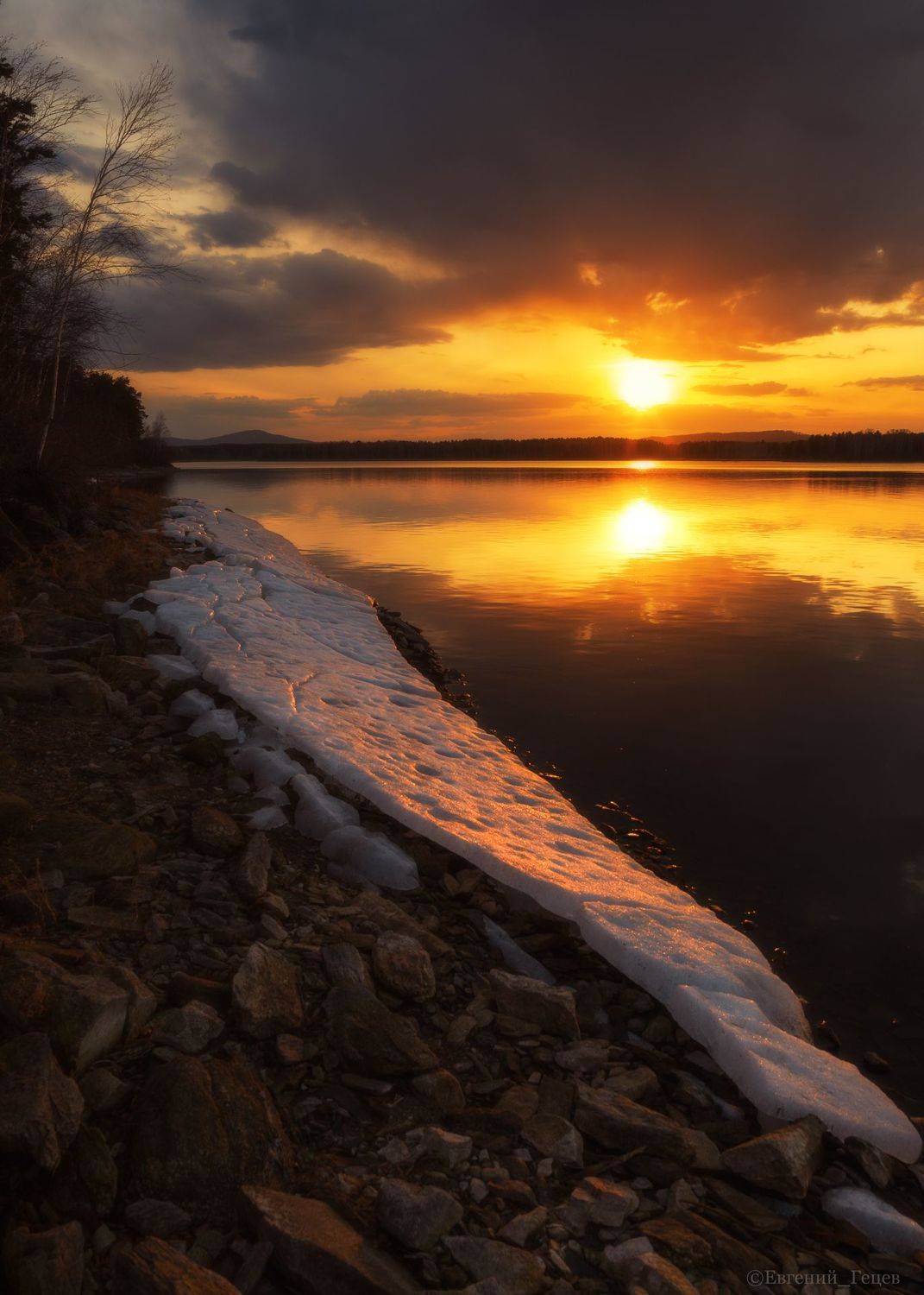 пейзаж, озеро, весна, солнце, россия, урал, Евгений Гецев