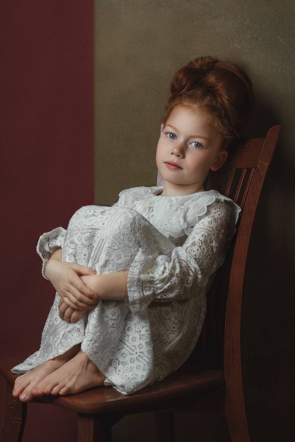 портрет, лицо, прическа, рыжие волосы, маленькая леди, девочка, арт, красивое платье, хост, Ведмеденко Оксана