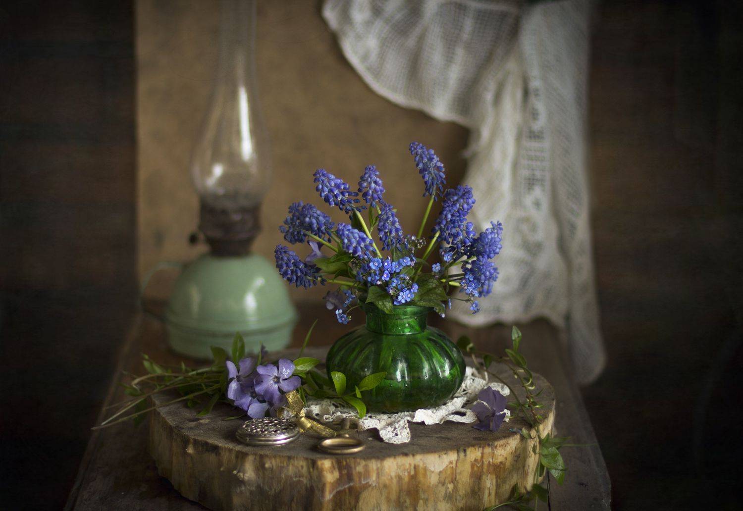 цветы, весна, голубенькие, маленькие, ретро, Зимина Лионелла